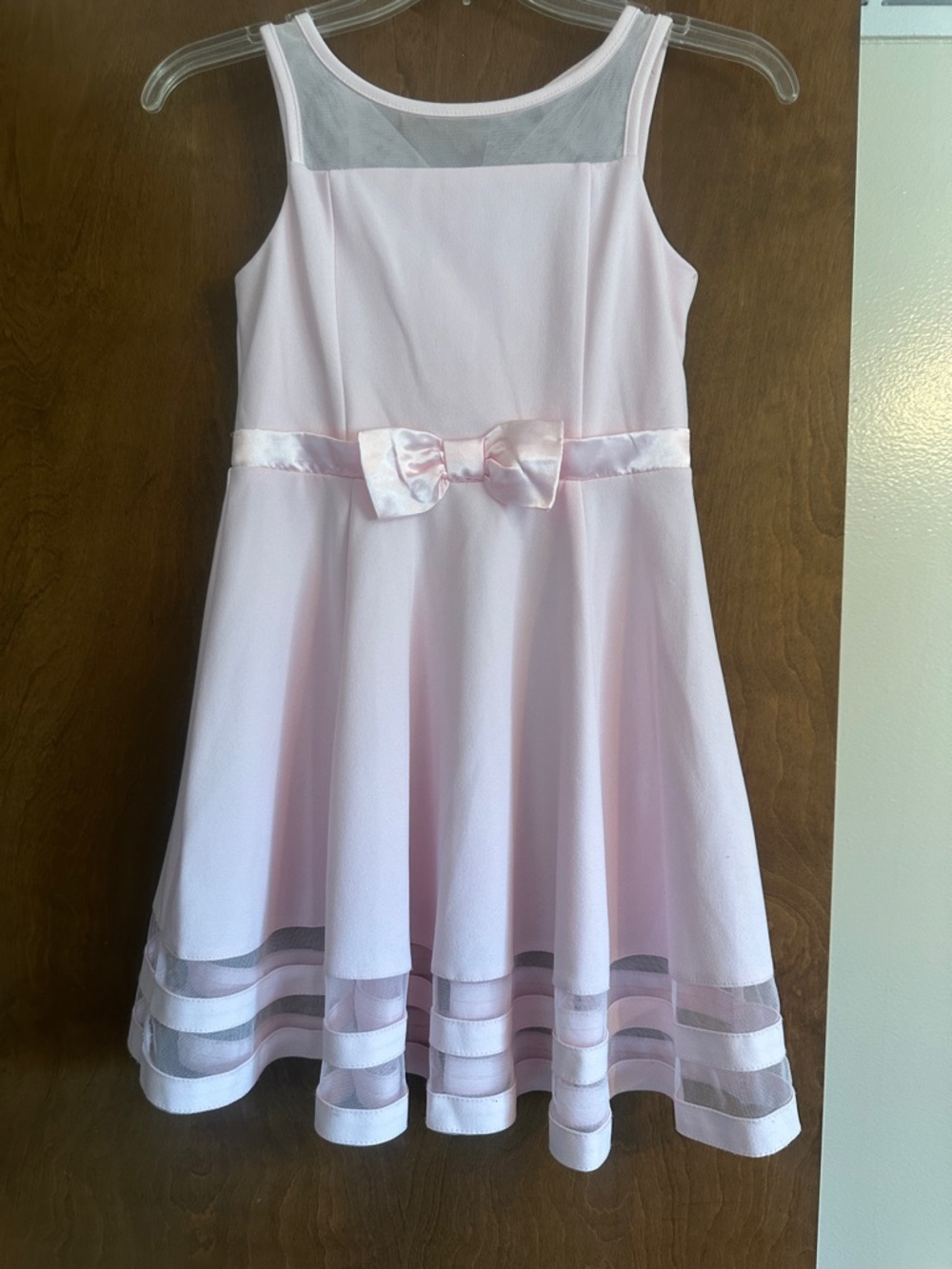 Calvin Klein Light Pink Fit-and-Flare Dress with Satin Bow